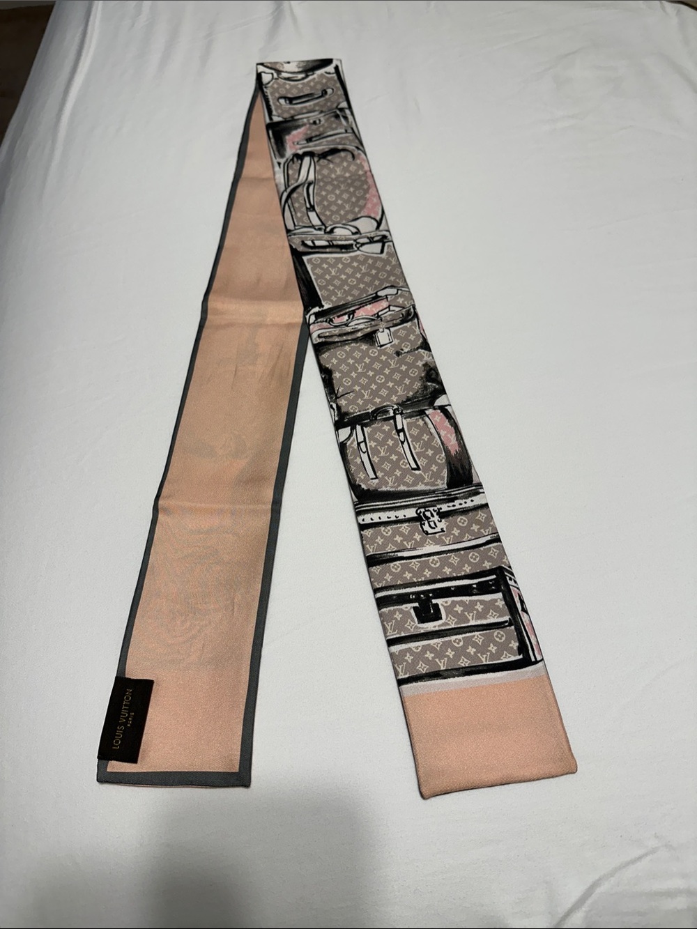 Louis Vuitton Pink and Taupe Monogram Twilly Scarf